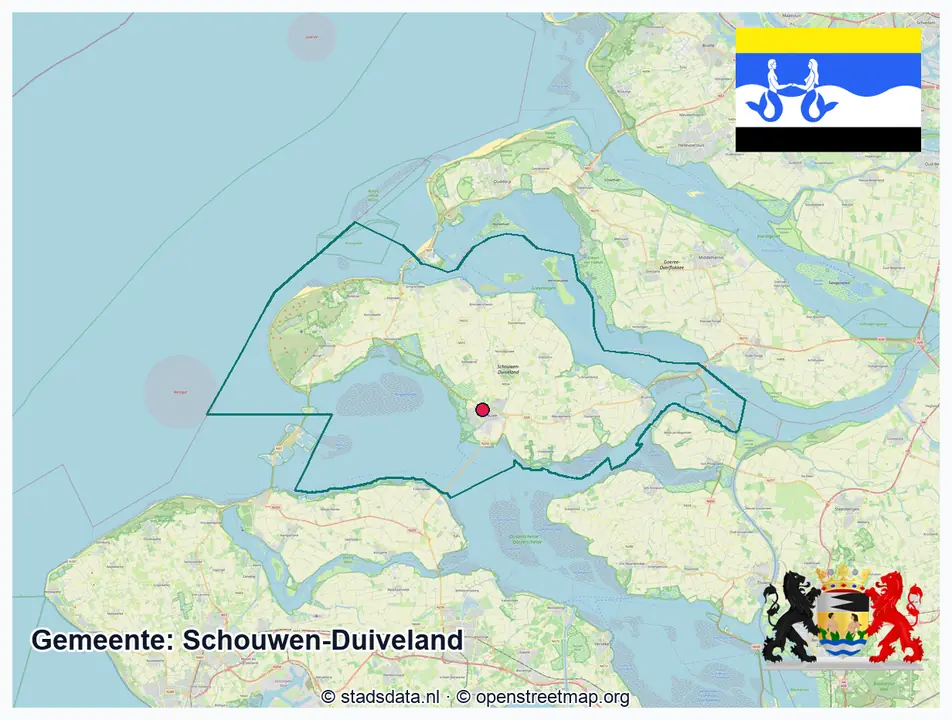 Schematische gemeentegrens Schouwen-Duiveland